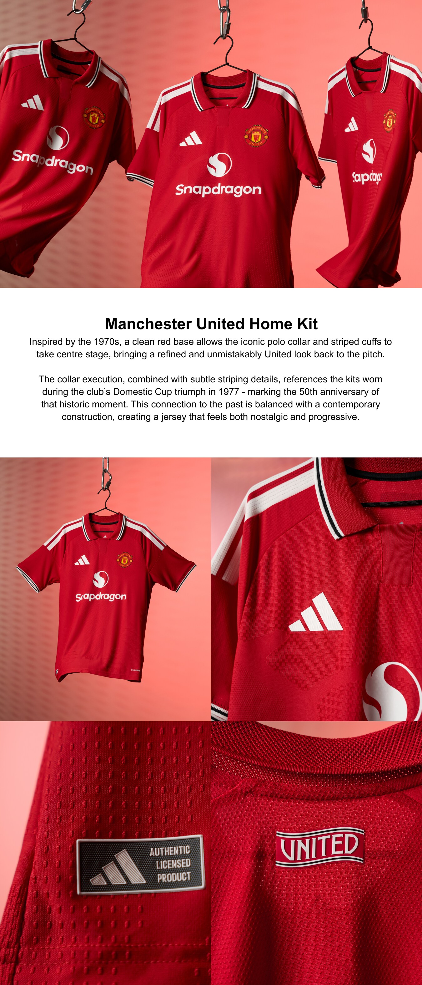 Manchester United adidas Home Authentic Shirt 2026-27 - Long Sleeve